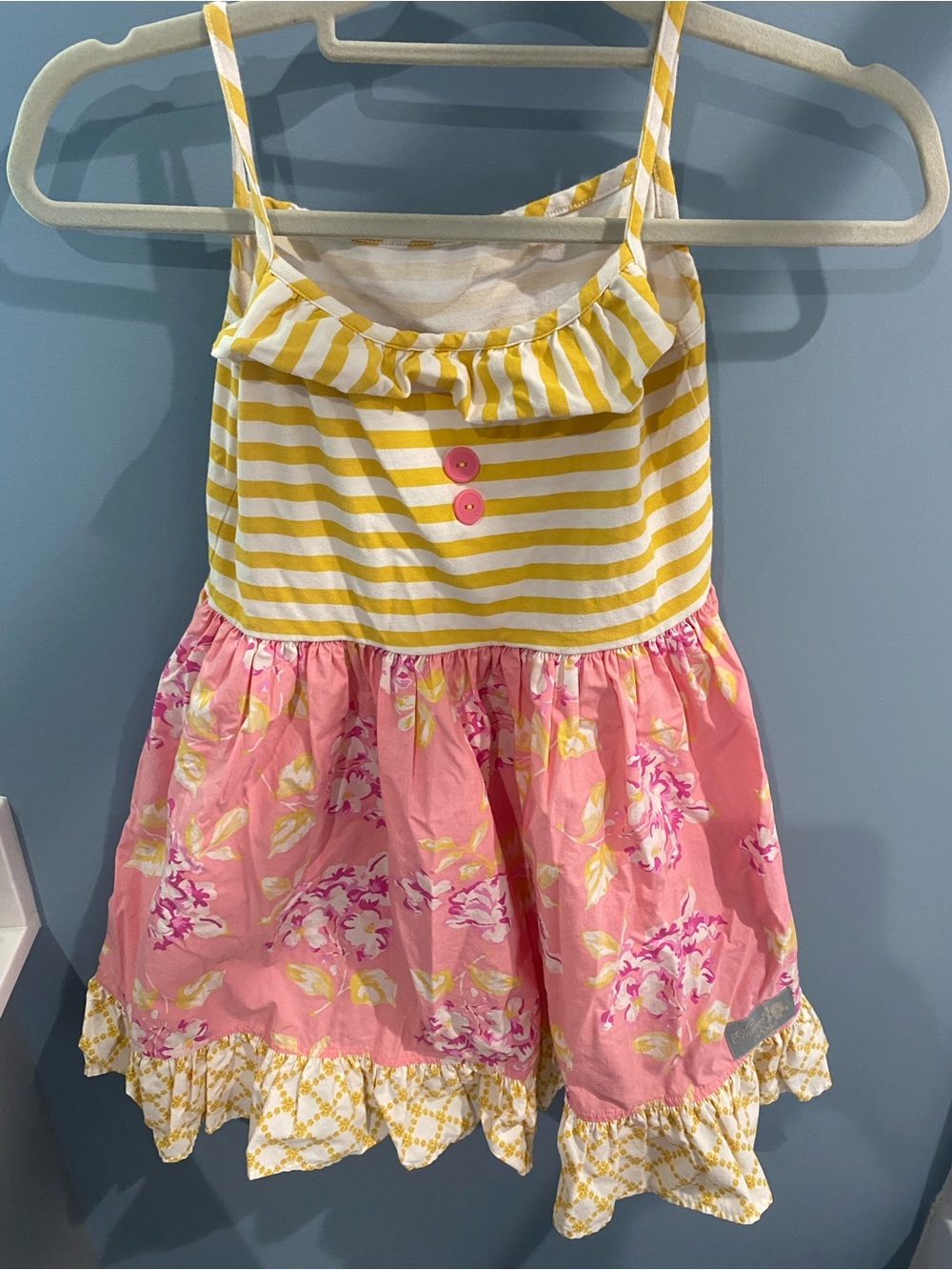 Eleanor Rose Yellow & Pink Striped Floral Sundress 8/10